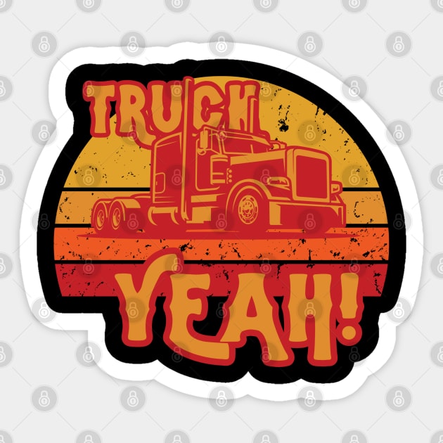 Truck Yeah! Trashy Trucker Vintage Sunset Sticker by DreamySteve's